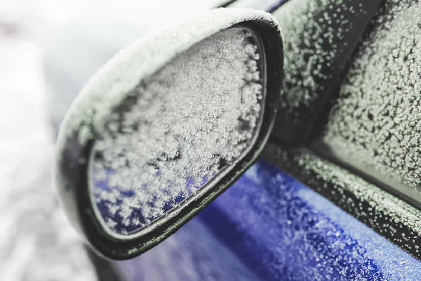 Ensure your side mirrors are ice-free as it's a legal requirement to have at least two functioning rear view mirrors