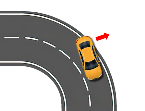 Momentum and the effect of braking may cause the rear of your car to lose traction